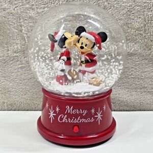 Mickey and Minnie Mouse Waterless Snow Globe Whirling Snow Disney Christmas